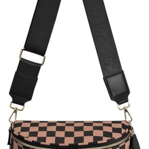 Checkered Nylon Crossbody Bag Bum Bag for Women Mom Spacious Checkered